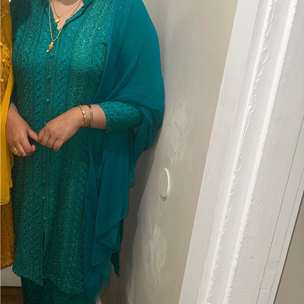 Pakistani Teal Embroidered 3 piece Set - OPEN TO ALL OFFERS